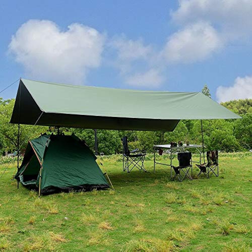 Super Large Camping Awning Tent Outdoor Waterproof Rainproof Fishing Awning Awning Cover UV Protection Beach Awning (Green, 3*3m)