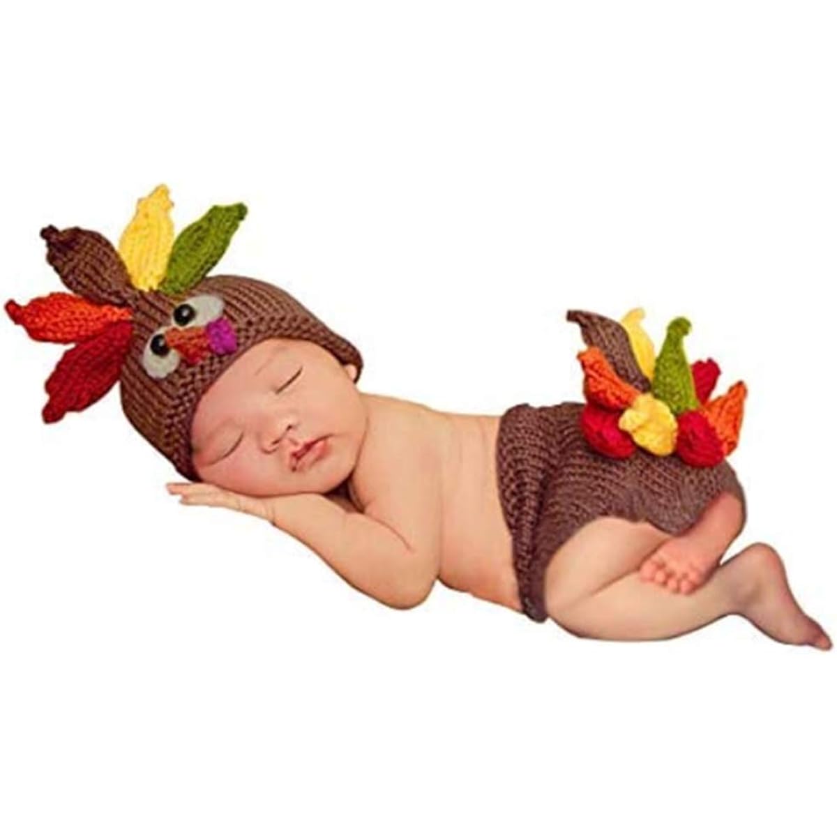 Christmas Halloween Newborn Baby Photography Props Costume Crochet Knit Hat Diaper Brown Photography