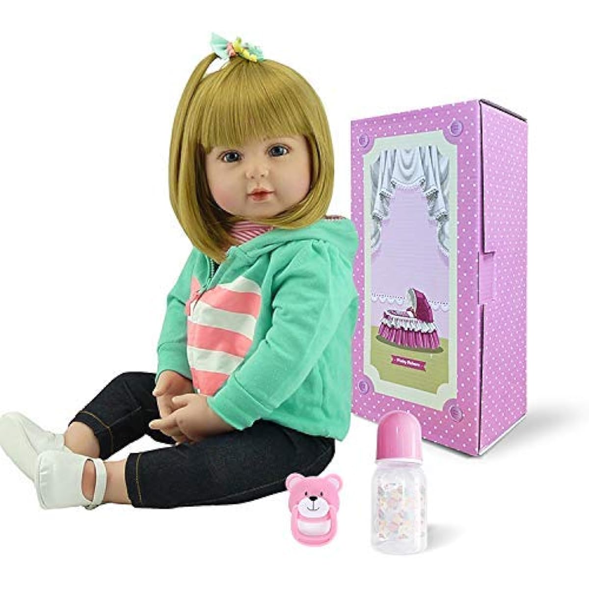 Reborn Toddler Doll Girl Toddler 24 Inch Realistic Reborn Doll Soft Vinyl Silicone Handmade Lifelike Newborn Baby Doll Toy Gift Set
