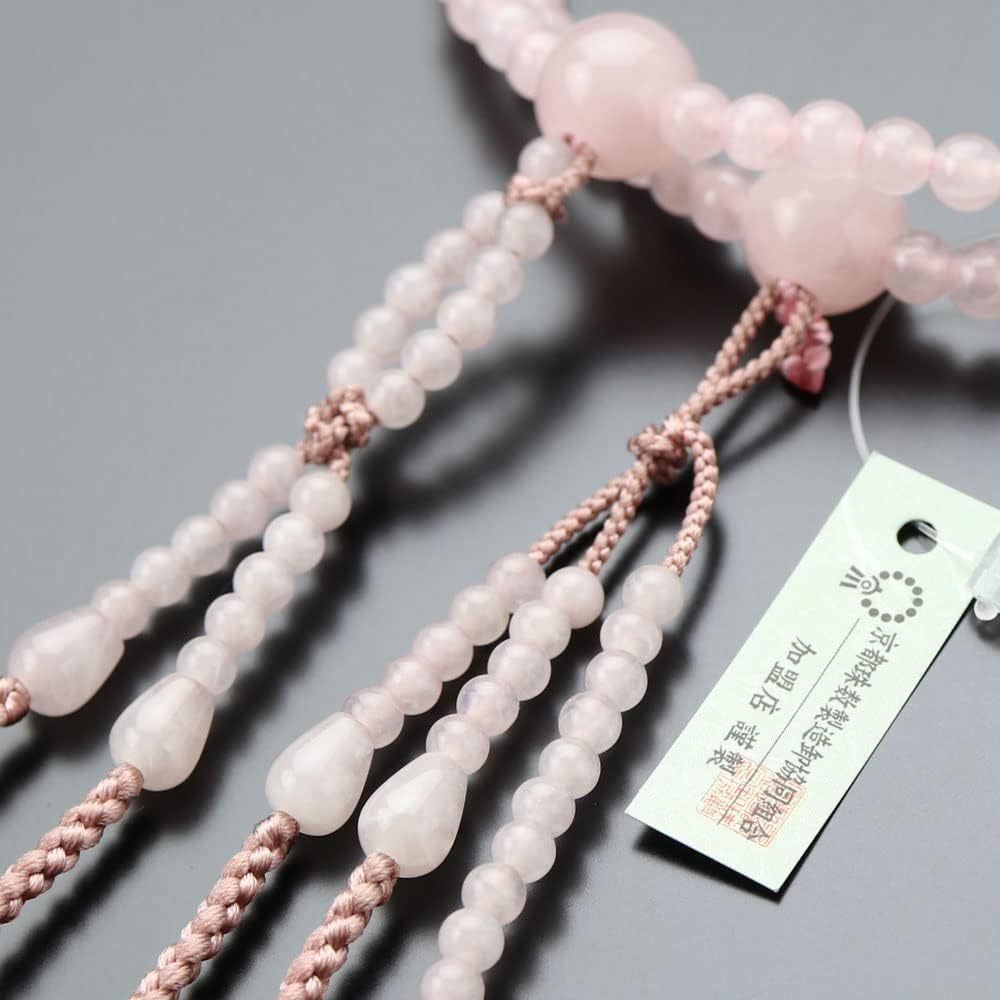 ≪Special Price≫Nenju.com Nichiren Buddhist Prayer Beads for Women 8 Dimensions 108 Beads Rose Quartz Sanskrit Tenbou [Authentic Prayer Beads Kyoto Prayer Beads Kyoto Two Wheels Double Lotus Red Quartz Memorial Service Memorial Service Funeral Funeral Pin