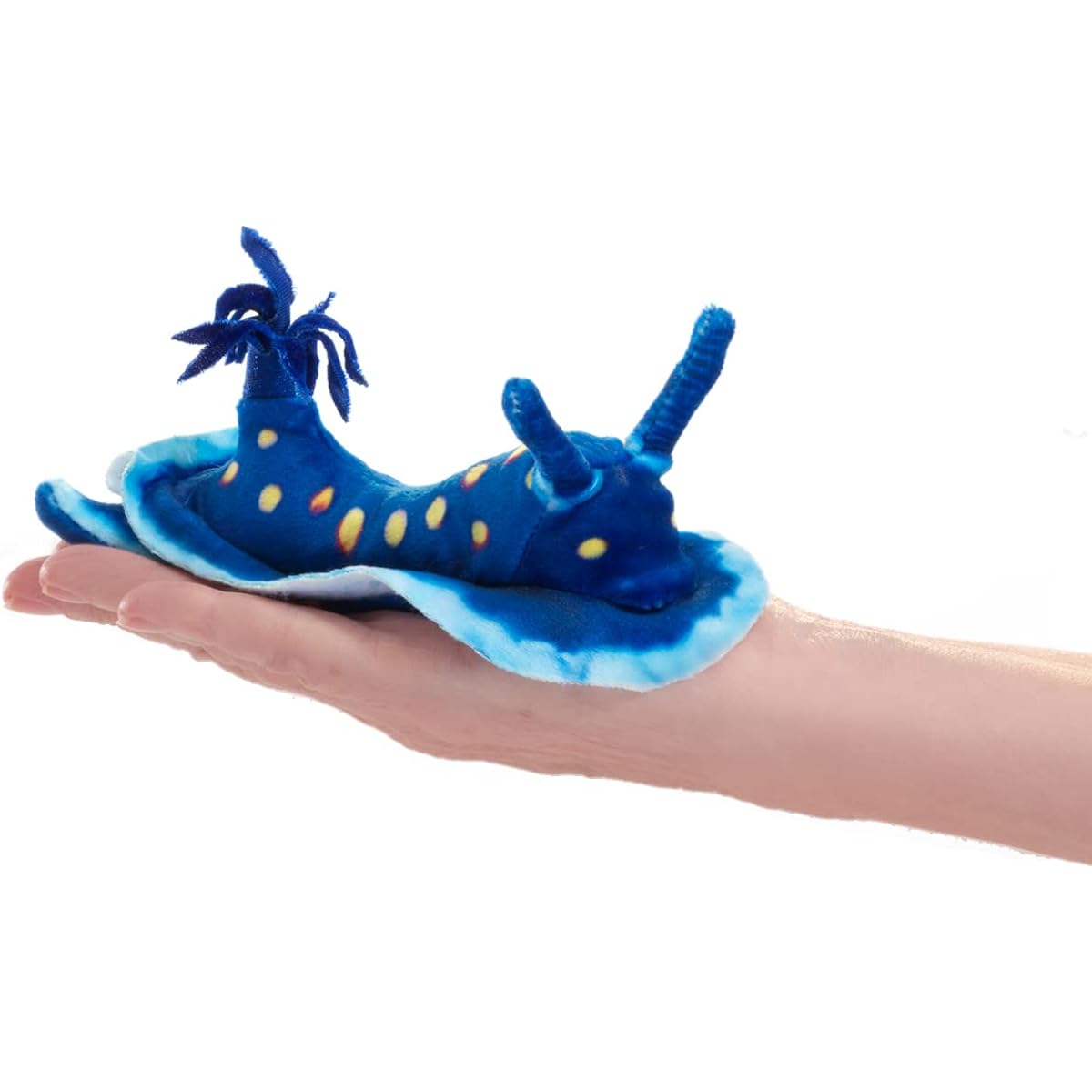 Folkmanis Mini Blue Nudibranch Finger Puppets, 8001, Blue, Light Blue, Yellow.