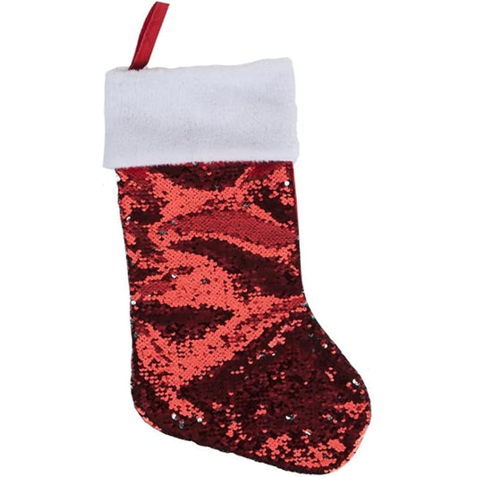 Toyland 44cm Red Sequin Santa Stocking Christmas Decoration Glitter Stocking