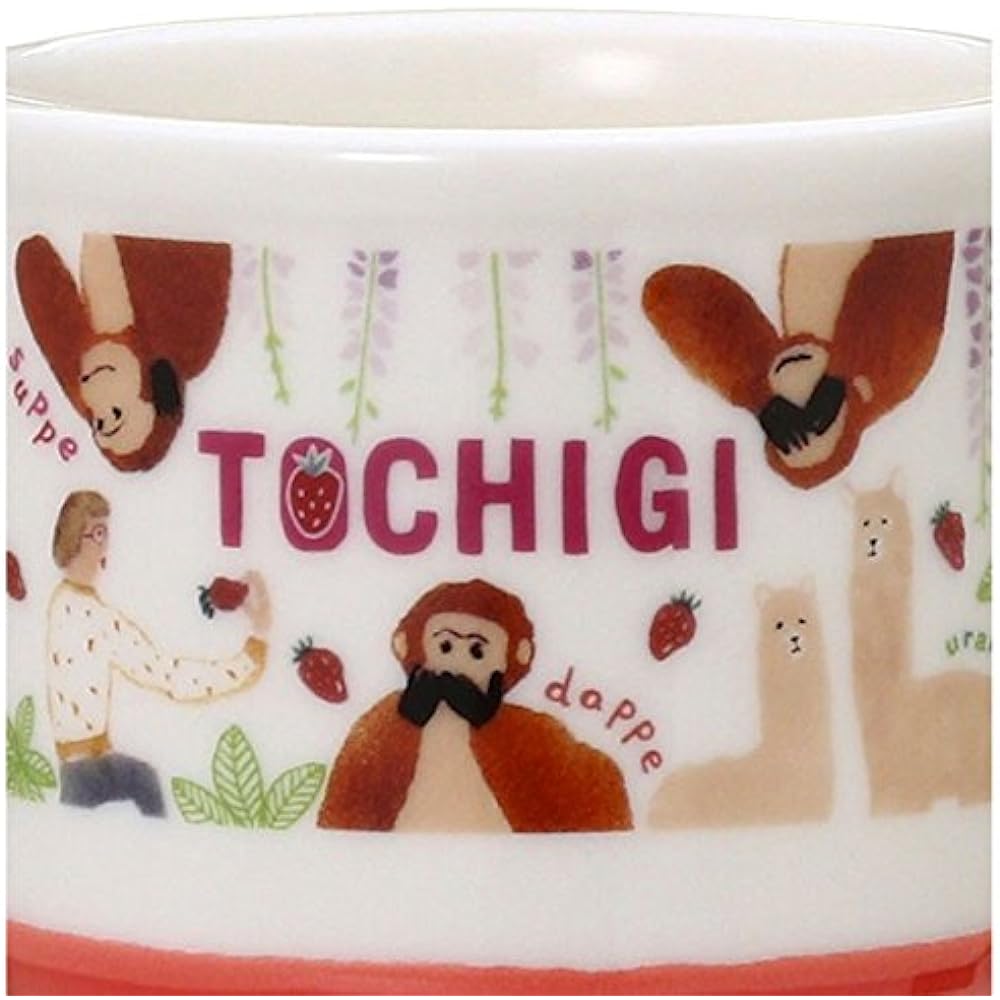 STARBUCKS Starbucks Japan Limited Tochigi Limited Mug Renewal Design Japanese Japanese Style Three Monkeys Strawberry Monkey Monkey Dialect TOCHIGI Regional Limited Local Limited White White Green Green Mug Cup Ceramic 355ml