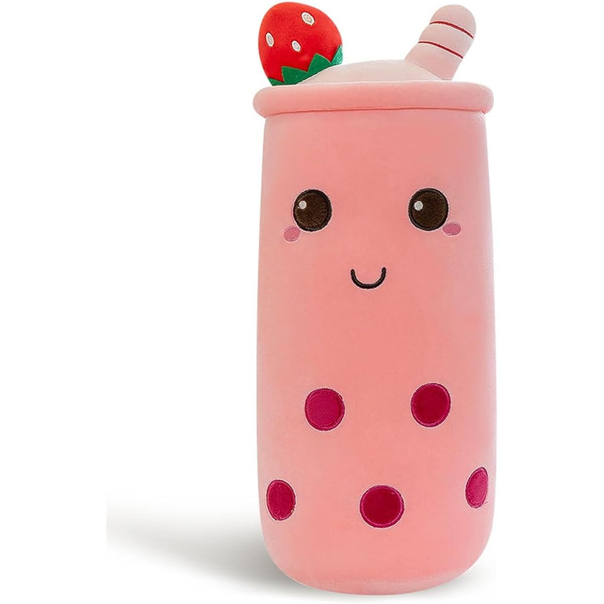 Werdast Long Boba Plush Bubble Tea Pillow Soft Adorable Plush Toy Gift (Pink, 15.6 Inch)