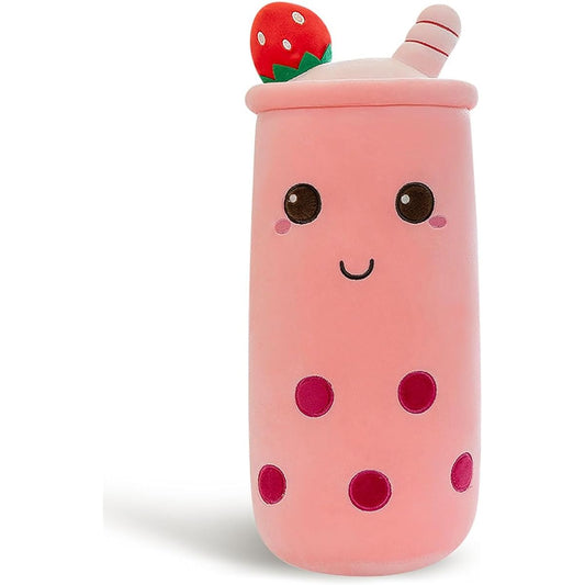 Werdast Long Boba Plush Bubble Tea Pillow Soft Adorable Plush Toy Gift (Pink, 15.6 Inch)