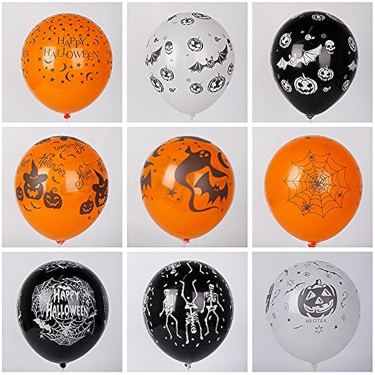 100pcs Halloween Balloons 12inch Bat Pumpkin Skull Halloween Party Decorations School Classroom Games Handouts for Kids