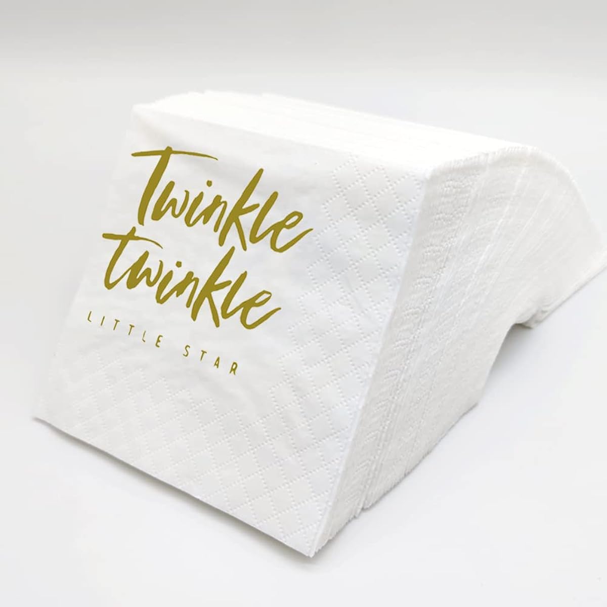 SharkBliss Baby Shower Napkins - 100 Pack Twinkle Twinkle Star Disposable Paper Cocktail Napkins for Gender Reveal Baby Welcome Birthday Party Table Decorations 2-Ply 5x5 Inch (Twinkle Little Star)