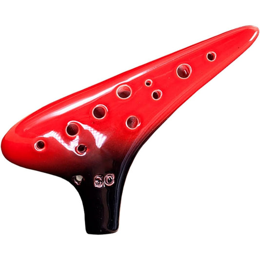 12 Hole Ocarina Red Black Glaze 12 Hole Ocarina Treble C Key Playing Wind Instrument Ocarina Musical Instrument