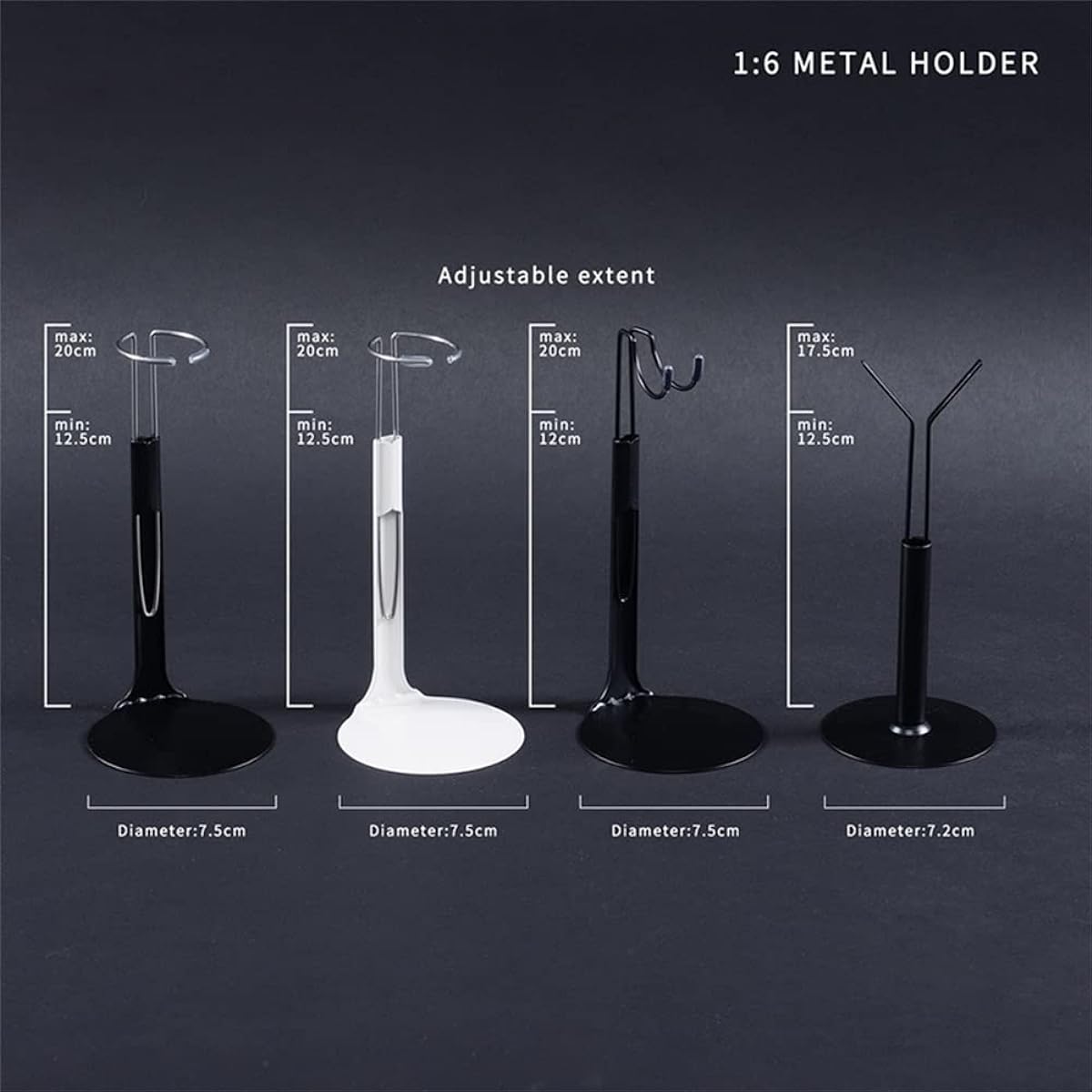 Doll Stand 1/6 Figure C-Shape Adjustable Doll Display Stand Metal Doll Stand for 28cm 11" 12" Fashion Dolls and Action Figures Set of 4
