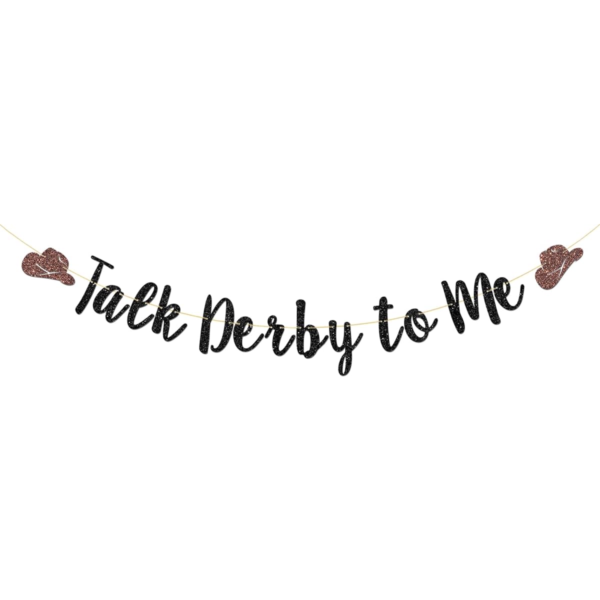 Talorine Talk Derby to Me Banner Western Theme 30th Birthday Garland Bunting Mexican Derby Party Decorations (Black Glitter)
