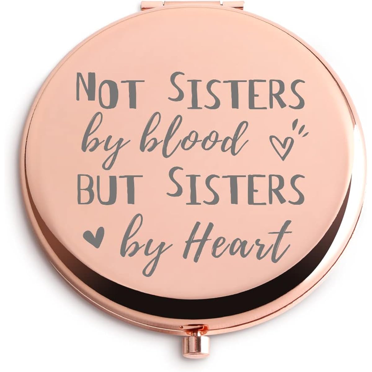 Sister Not Sisters by Blood But Sisters by Heart Pocket Mirror Rose Gold Non-Biological Sister Friendship Christmas Unique Personalized BFF Gifts Gifts for Sisters