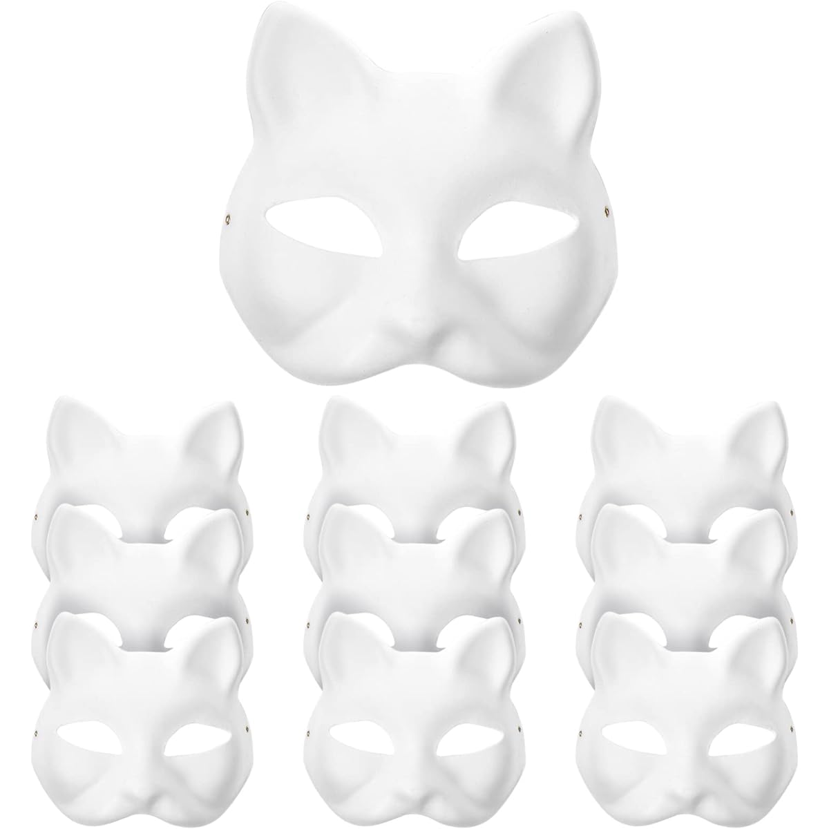 STOBOK 10pcs Cat Face Masks DIY Animal Unpainted Masks Blank Hand Painted Face Masks White Masquerade Masks for Mardi Gras Masquerade Party Costume Props