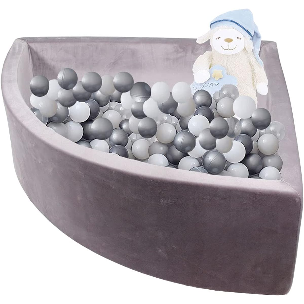 FUNTRESS Foam Ball Pit Toddler Right Angle Indoor Pool Soft Baby Gift Gray