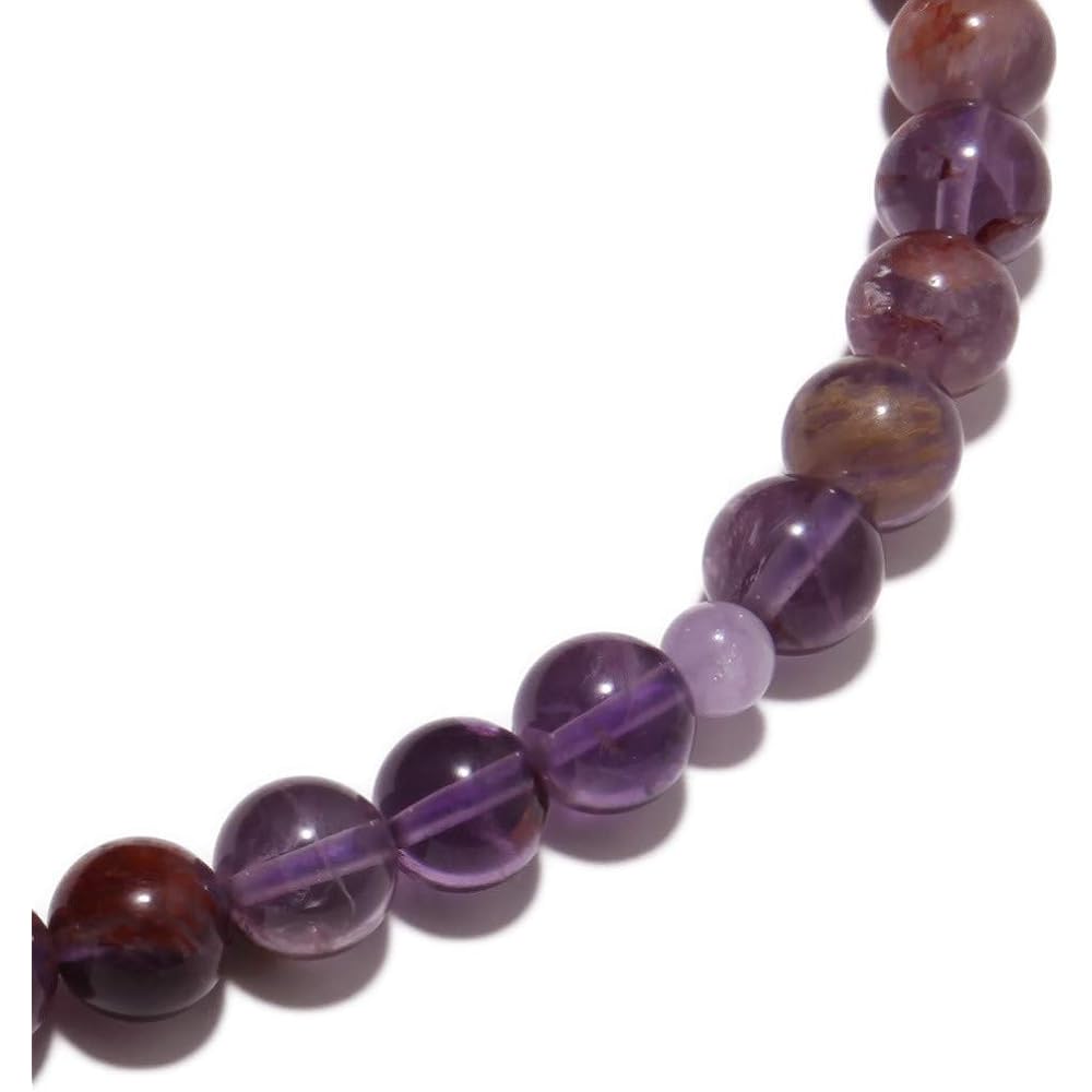 Prayer beads <Made in Japan> Women's high-quality natural stone Root Amethyst with Fujigumo stone Pure silk tassel (tassel color purple) Made in Japan Comes with a prayer bead bag Handmade Prayer beads Can be used by all sects [A long-established prayer