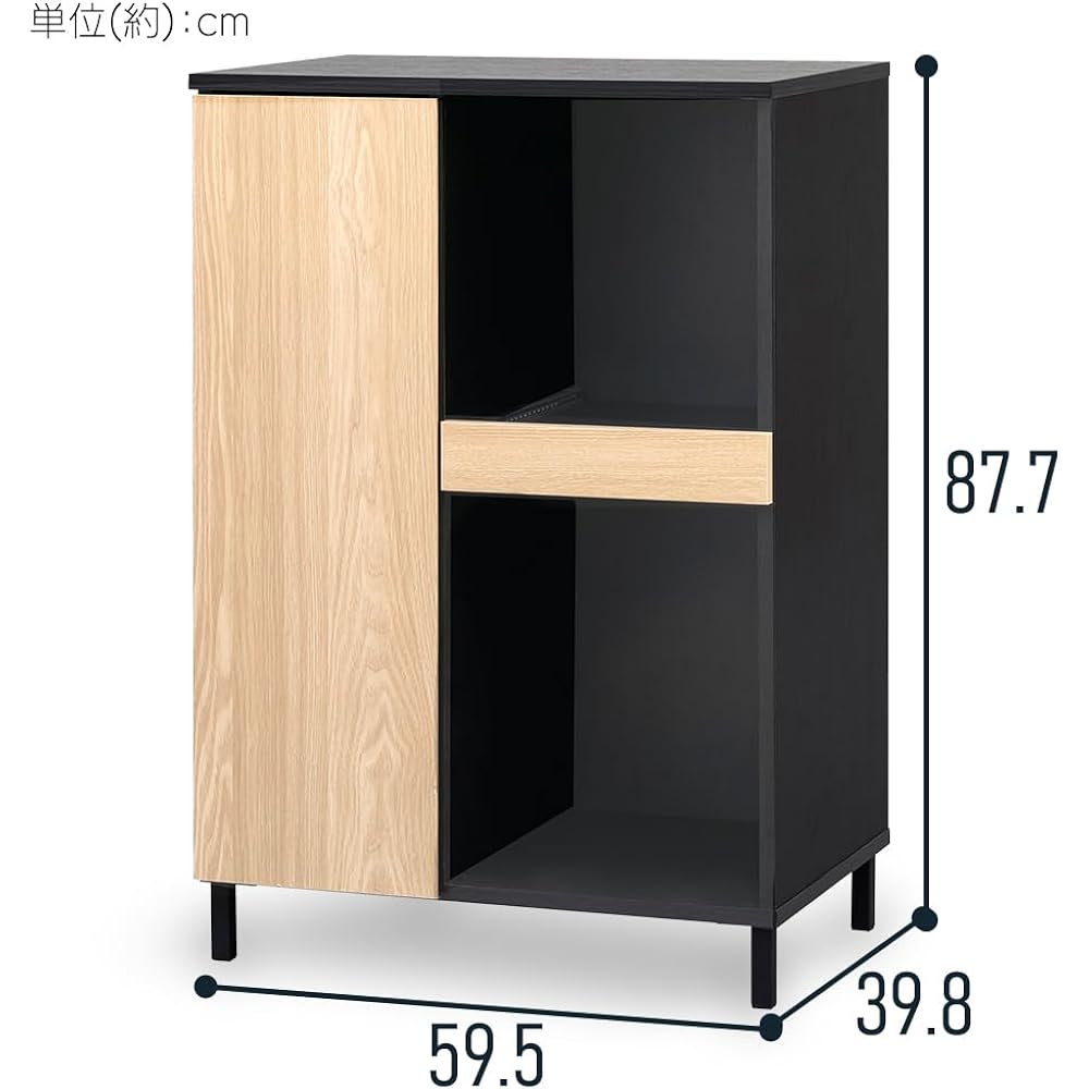 [Width 60] Iris Ohyama Kitchen Cabinet Kitchen Storage Kitchen Range Stand Range Rack KCBL-590ST Low Type Natural/Black