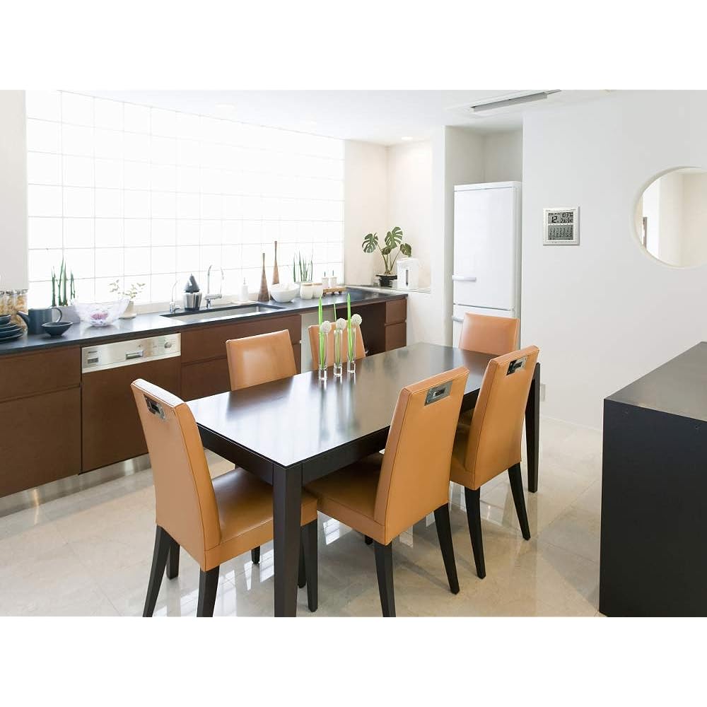 RHYTHM Wall Clock, Radio Controlled Clock, Can Be Used as a Stand, Calendar, Temperature and Humidity Display, White, 27.9x27.9x3cm, 8RZ205SR03