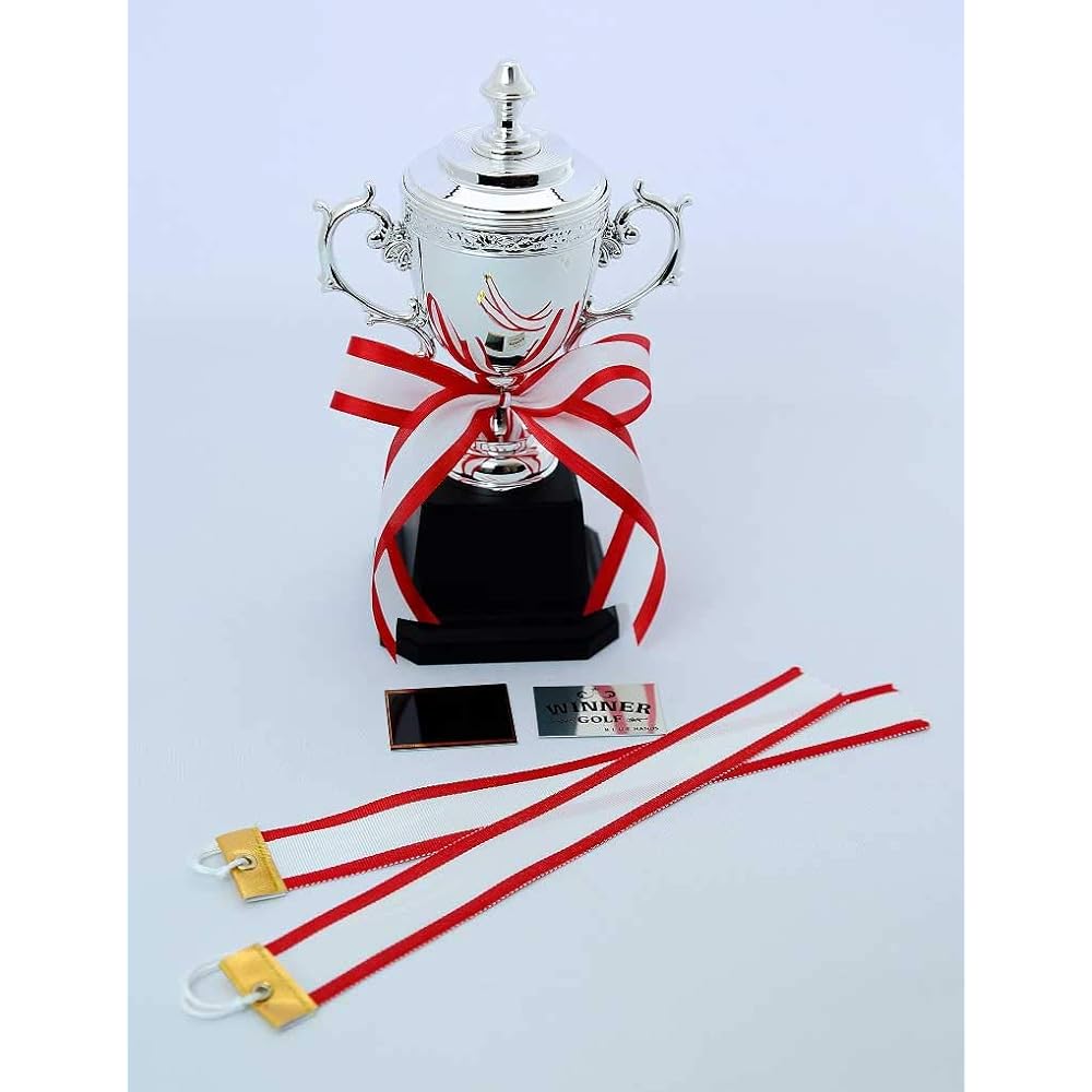 Lettered Golf Cup CP143C Height 21.5cm Comes with 2 handwritten pennant ribbons Tournament Winner Competition Souvenir Trophy