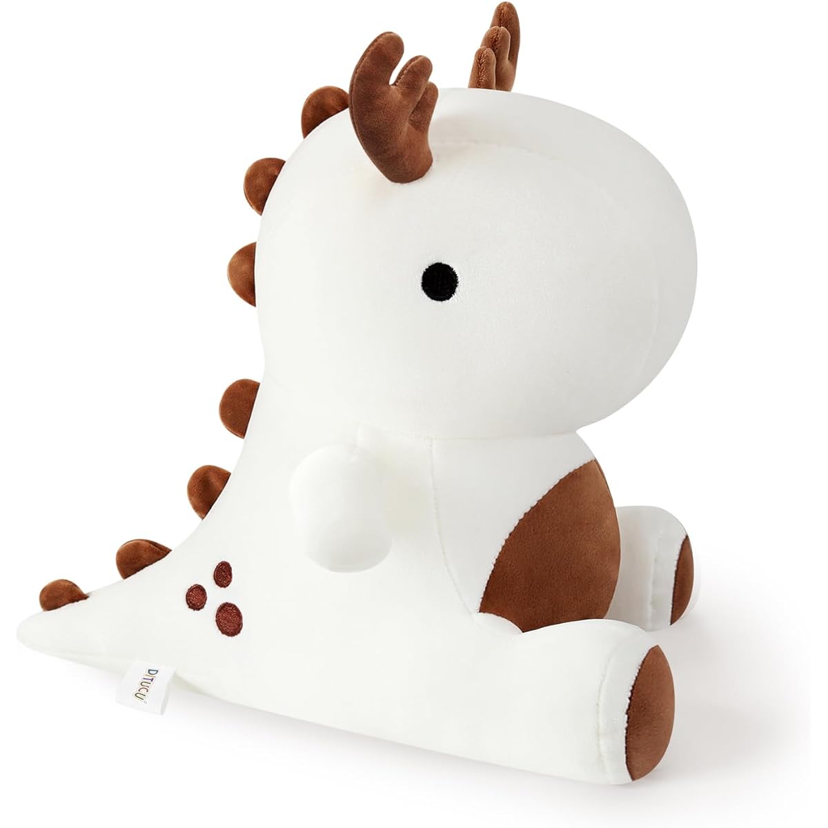 Ditucu Cute Dinosaur Plush Toy Wear Horn Stuffed Doll Soft Dinosaur Stuffed Christmas Birthday Gift for Children Girls Boys White 12 Inch