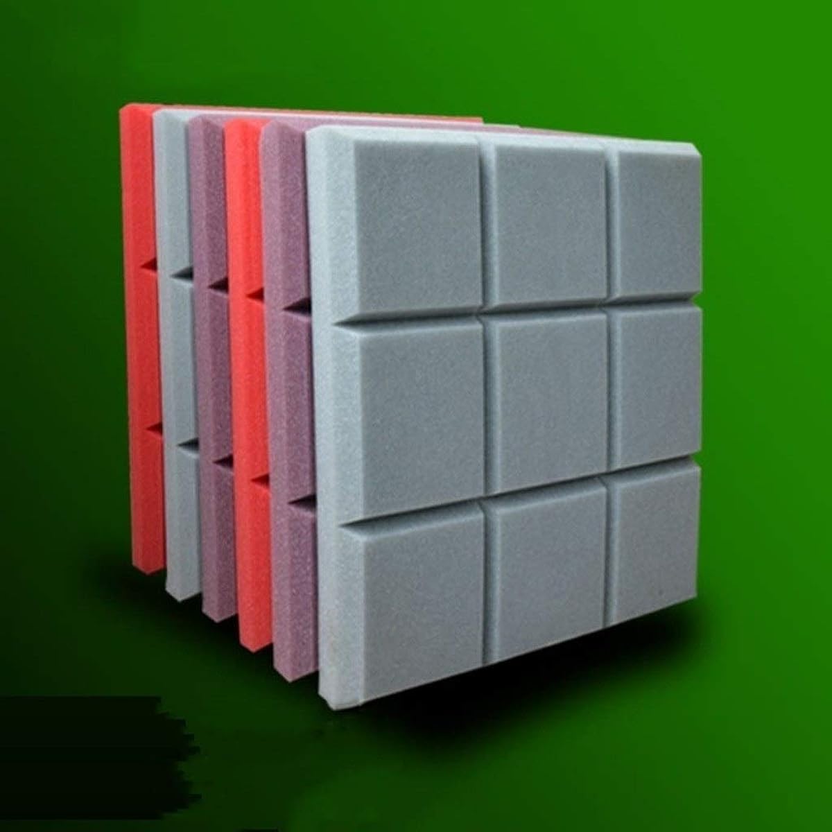 Anti-Noise 10PCS Acoustic Panels Home Theater Decorative Soundproof Wall Stickers Bedroom Living Room Acoustic Foam Grey/Purple/Red Household Supplies (Purple) (Red)