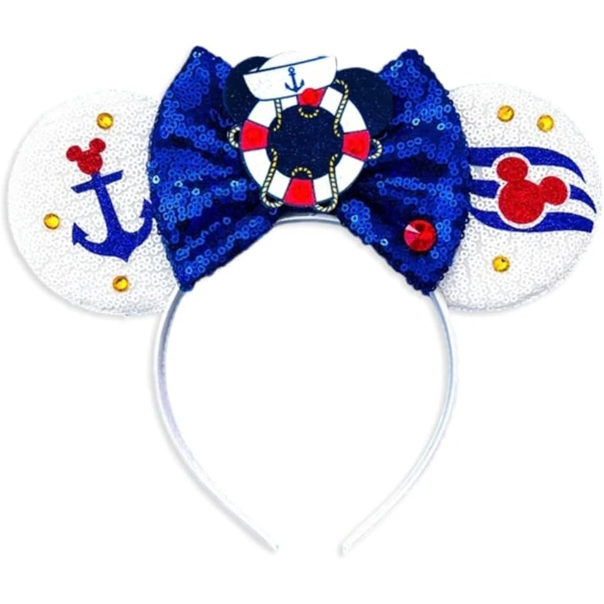 CLGIFT Cruise Minnie Ears Choose Your Color Boat Minnie Ears Nautical Minnie Ears Rainbow Sparkle Mouse Ears Classic Red Sequin Minnie Ears (Cruise)