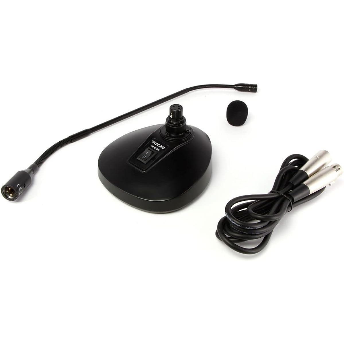 TASCAM TM-95GN Gooseneck Condenser Microphone, Speech, Lecture, Conference, Permanent Microphone, Distribution, Podcast, Dedicated Stand with Windscreen/Cable/Switch Included
