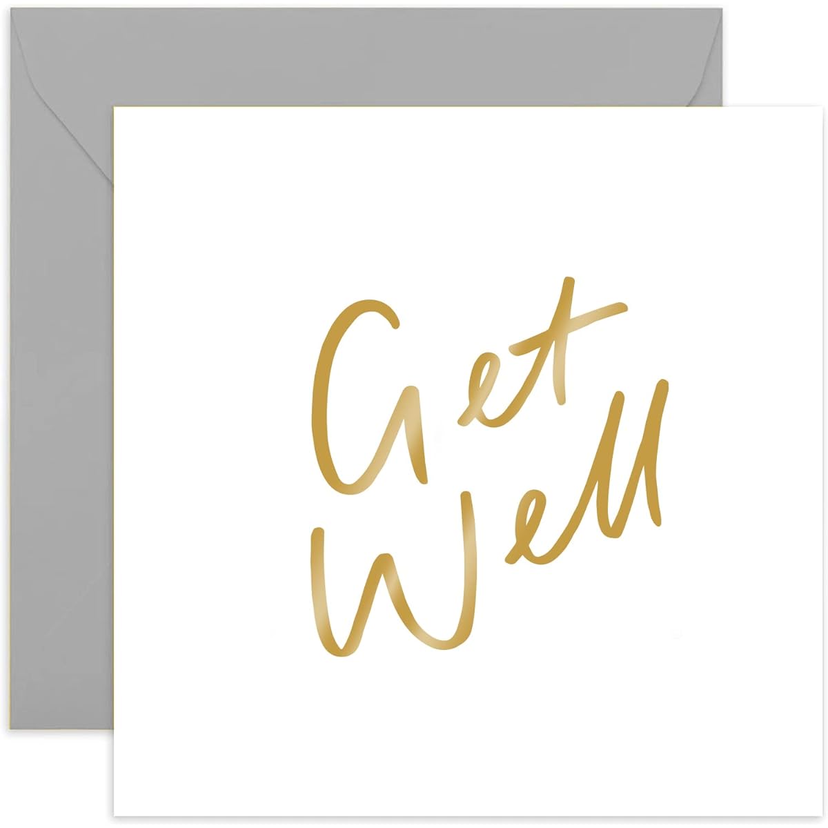 Old English Co. Get Well Cards, Gold Foil | Thinking of You Cards for Men and Women | Blank Inside & Envelope Included