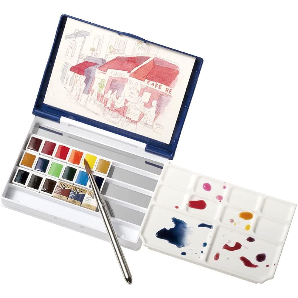 Holbein Solid Watercolor Paint Artist Pan Color PN694 18 Color Set (Palm Box Plus) 02694