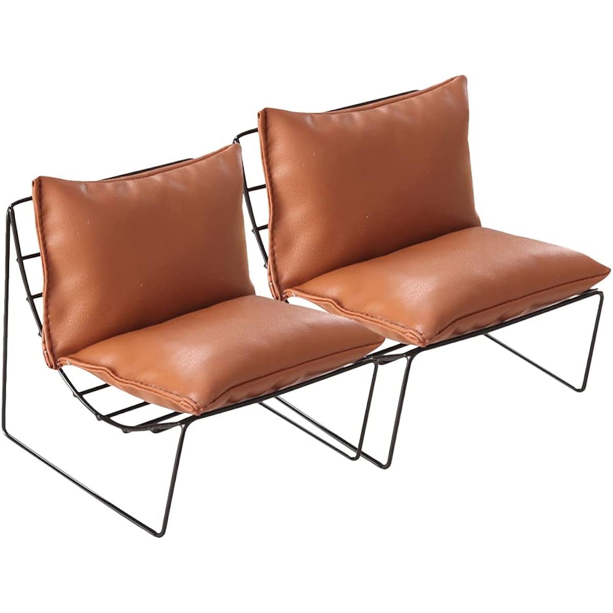 LOGOFUN Dollhouse Miniature Furniture Mini Sofa Chair Model Micro Landscape Back Chair Dollhouse Accessories (Light Brown) 2pcs