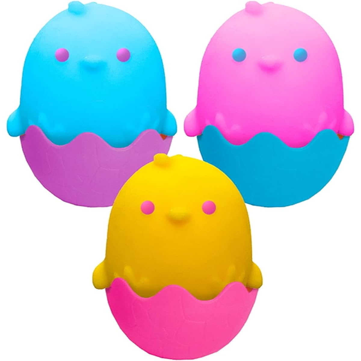 NeeDoh Chicka DeeDoos Stress Squeeze Toy Complete Gift Set Party Bundle 3 Pack Neon Yellow/Pink/Blue