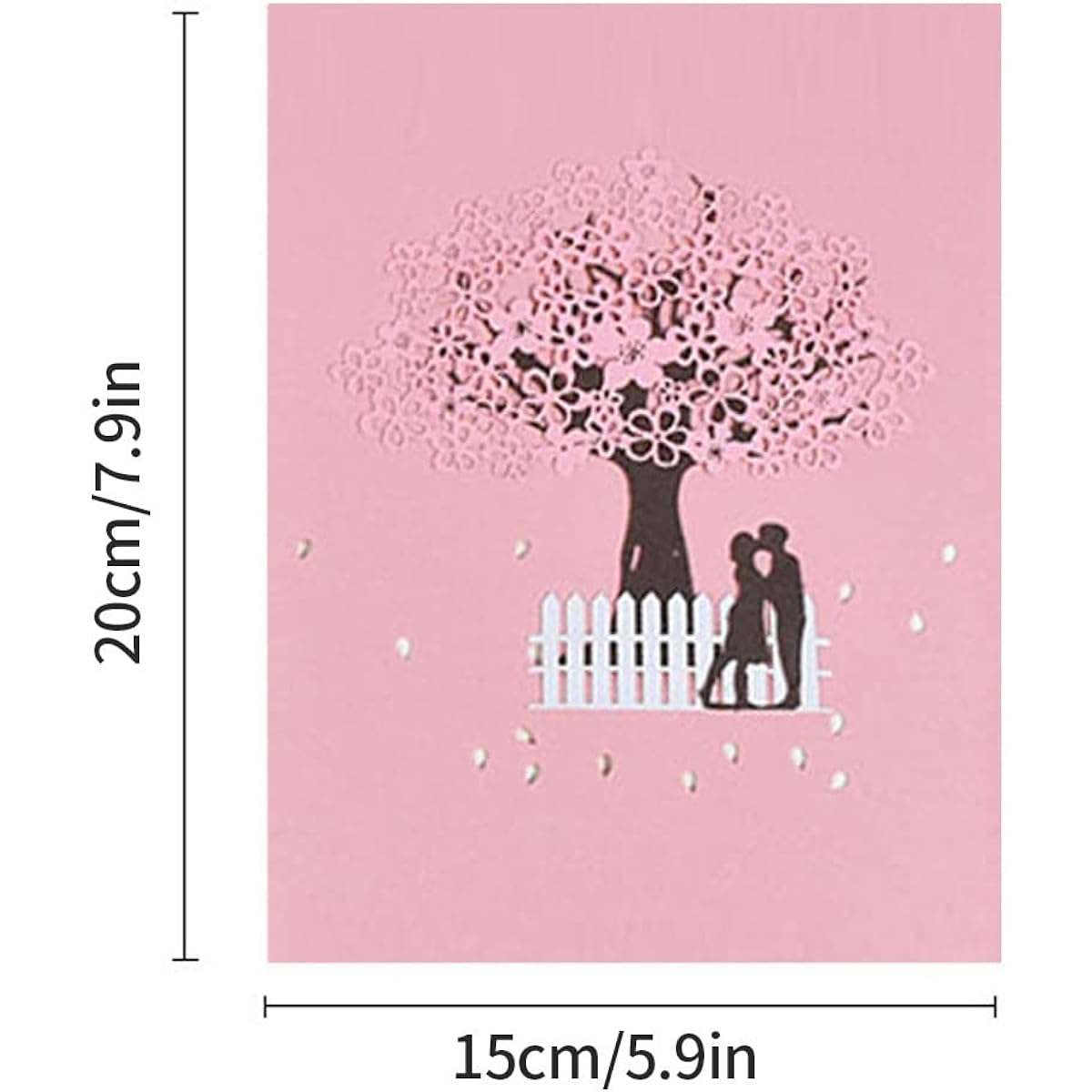 Valentine's Day Greeting Card Romantic Confession 3D Three-dimensional Rose Greeting Card Pop-up Happy Birthday Card Pop-up Valentine's Day Card Flower Mother's Day (Lovers' Cherry Blossom Greeting Card)