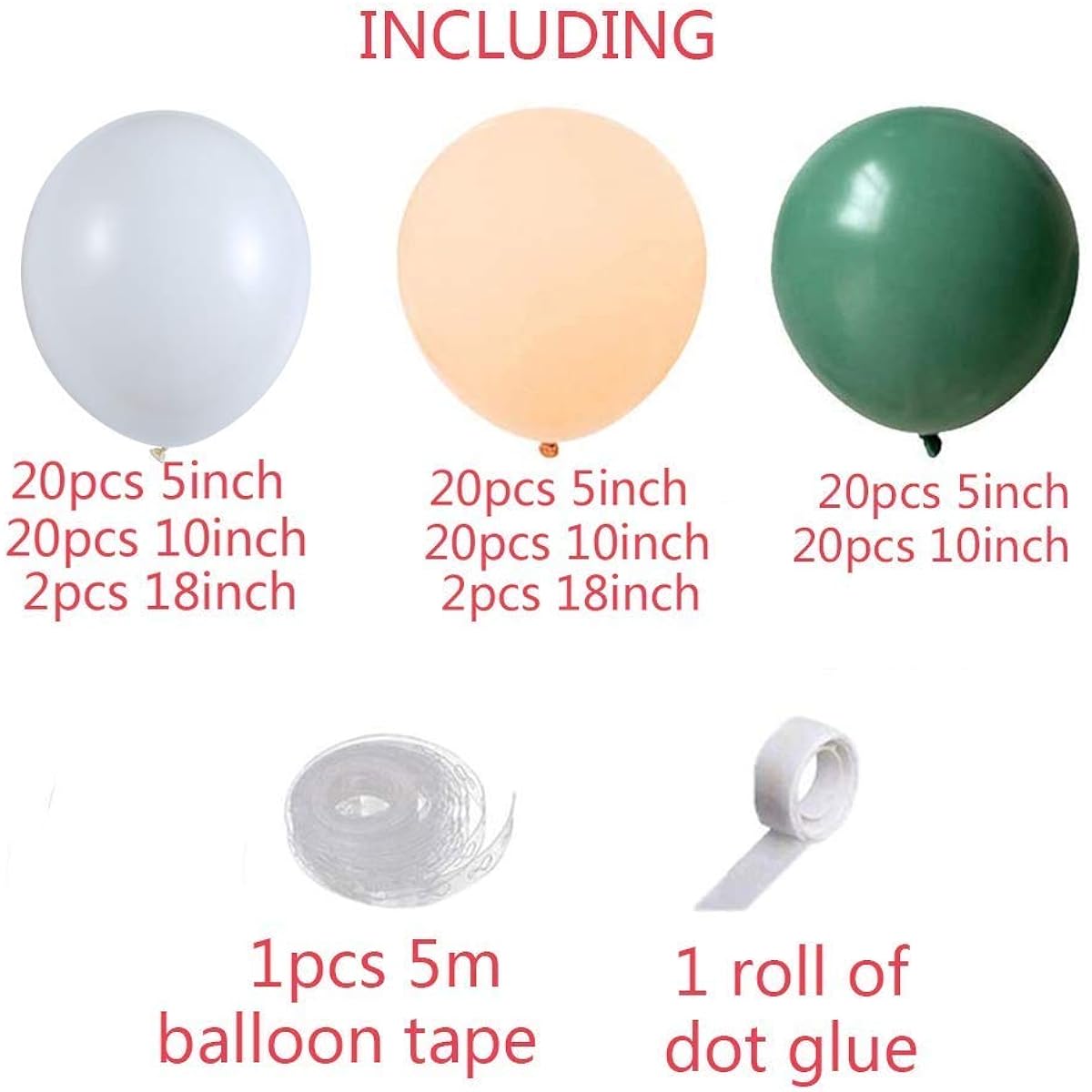 Sage Green Balloon Garland Kit, Cream White Balloons, Auburn Balloons, Sage Green Balloons for Baby Shower, Weeding Birthday Theme Party Decorations, Jungle Safari Tropical Supplies for Boys