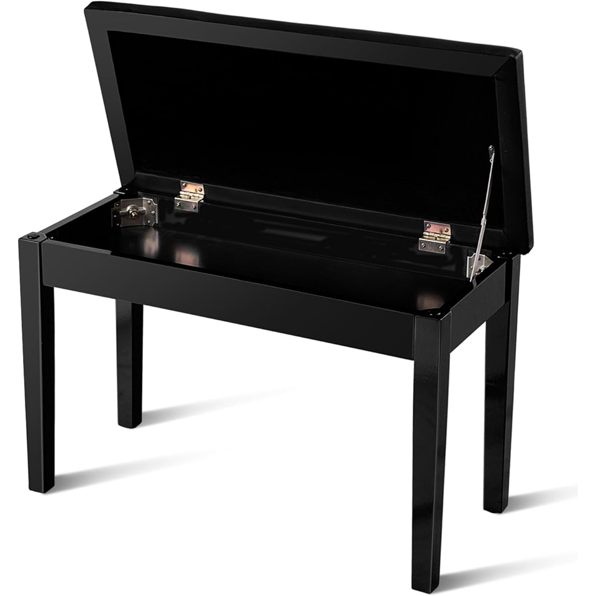 Giantex Piano Bench with Padded Cushion Music Storage Comfortable Double Duet Seat Wooden Legs Perfect for Professional or Home Use PU Leather Piano Stool (Black)