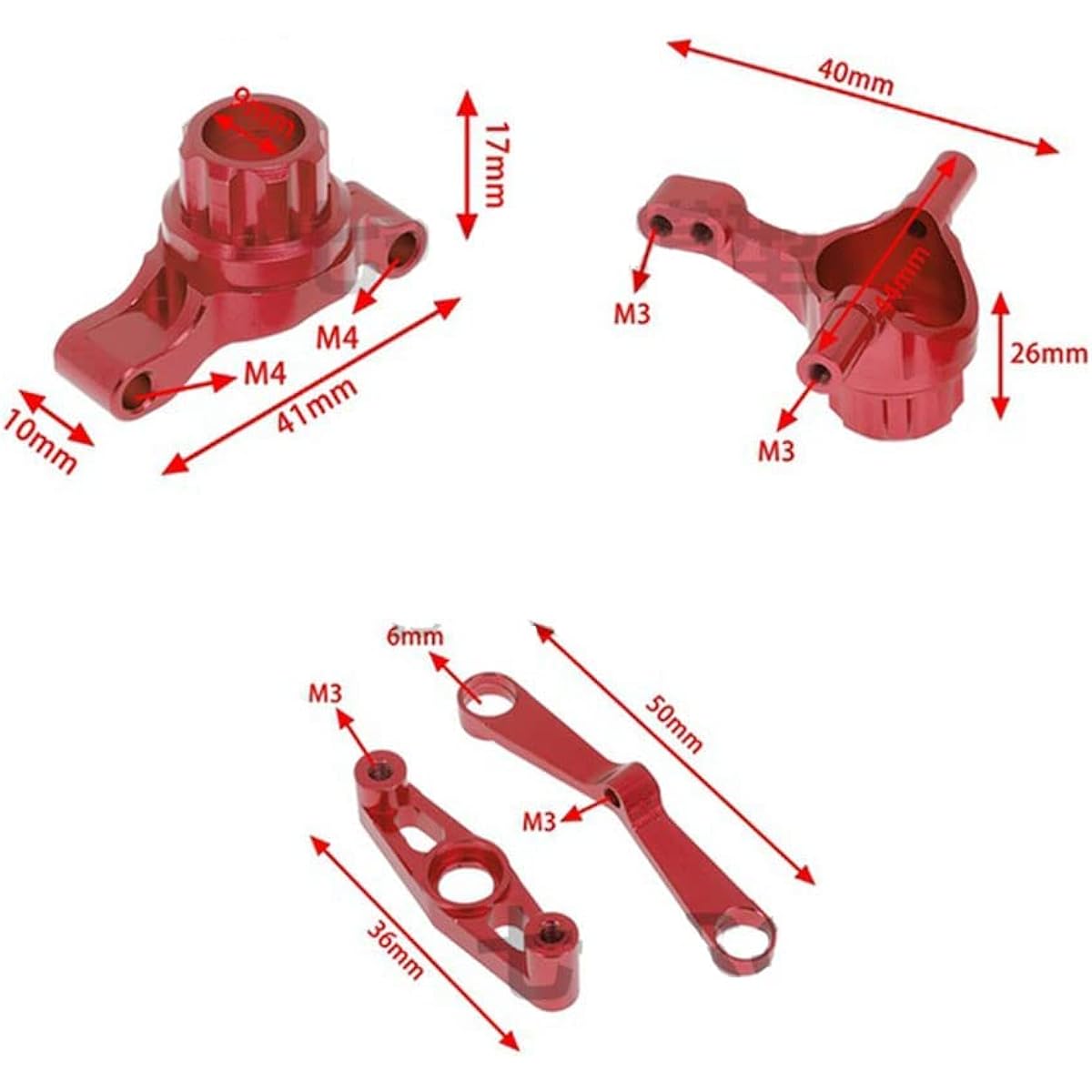 WLYEJA TT02 Upgrade Kit Metal Full Set Rear Arm Shock Absorber Mount Steering Rod Propeller Joint & Shaft Set for 1/10 RC Car Tamiya TT-02 (Red-11pcs/Set)