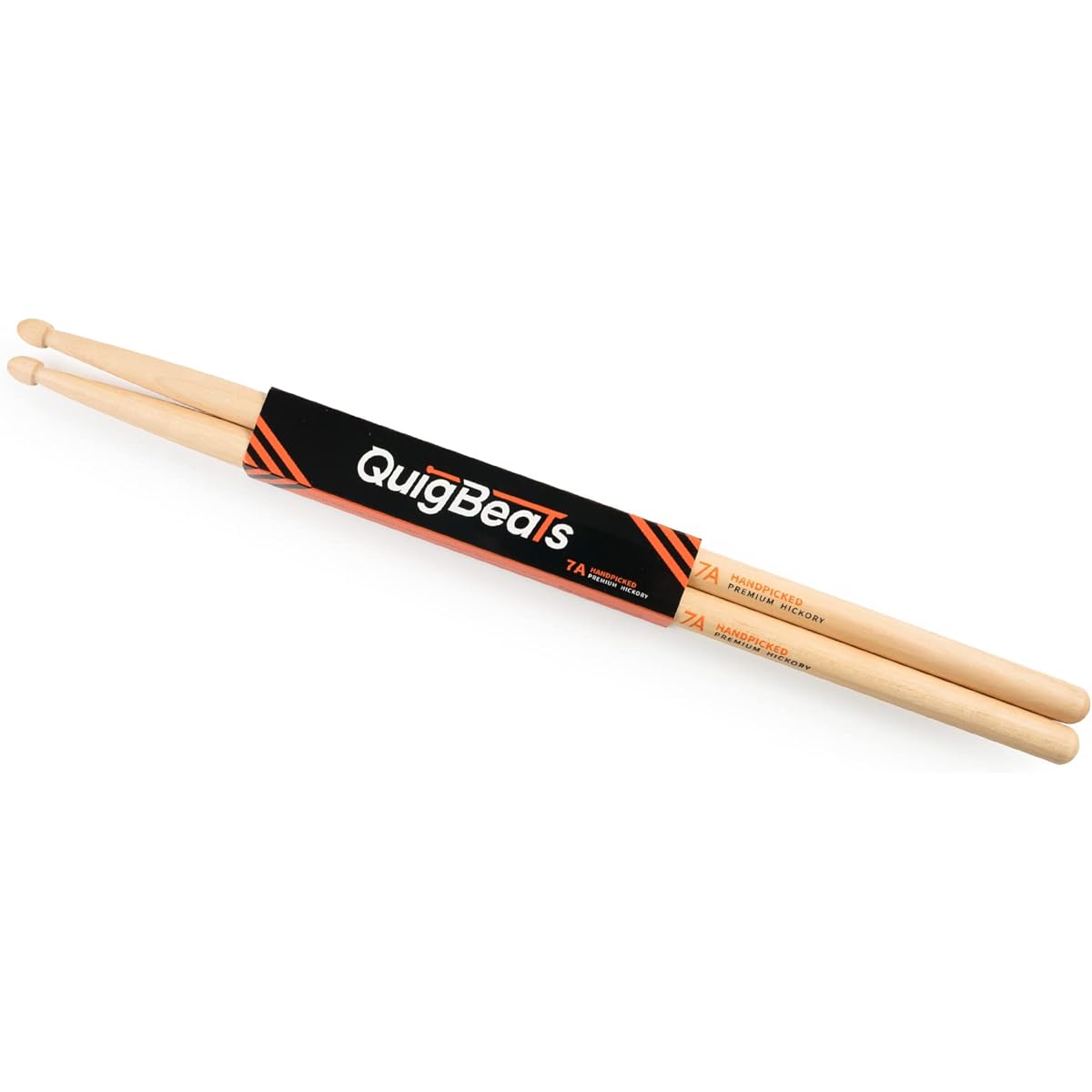 QuigBeats Drumsticks Premium Hickory 7A Drumsticks Pitch Matched Drumsticks for Adults & Kids 1 Pair - A