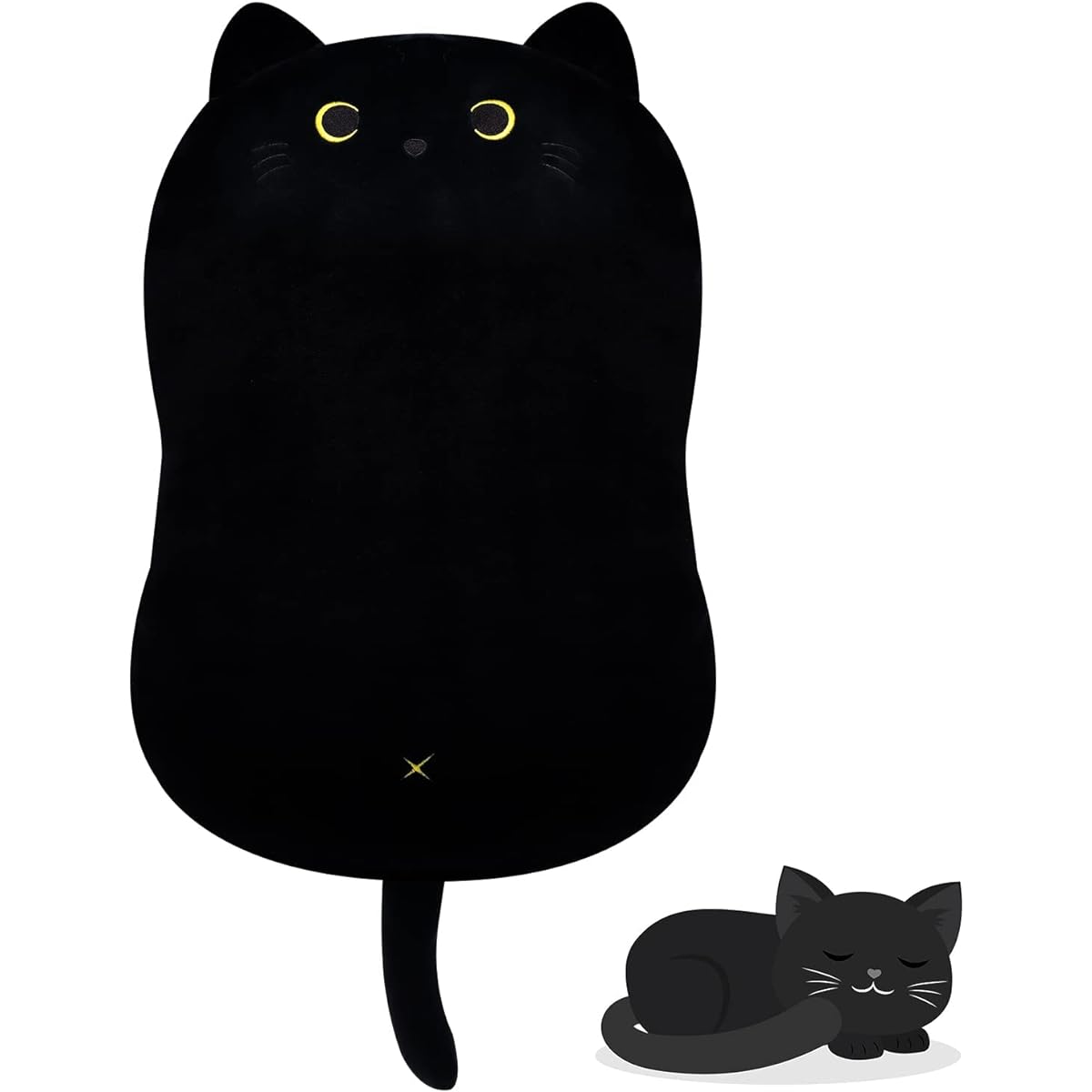 iBccly Black Cat Plush Pillow Soft Doll Plush Pillow Stuffed Animal Soft Pillow Baby Toy Shape Design Sofa Decoration