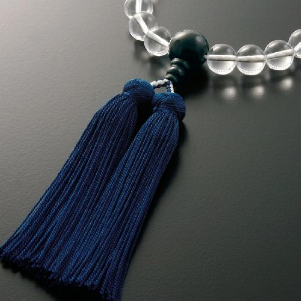 Kyoto Buddhist Altar Hayashi Prayer Beads for Men Miyakobo Genuine Crystal Blue Tiger Eye Tailoring Kyoto Prayer Beads Informal One Hand Single Flower [Hawkseye] [Bead Bag Set] M-026 Can be used by all sects