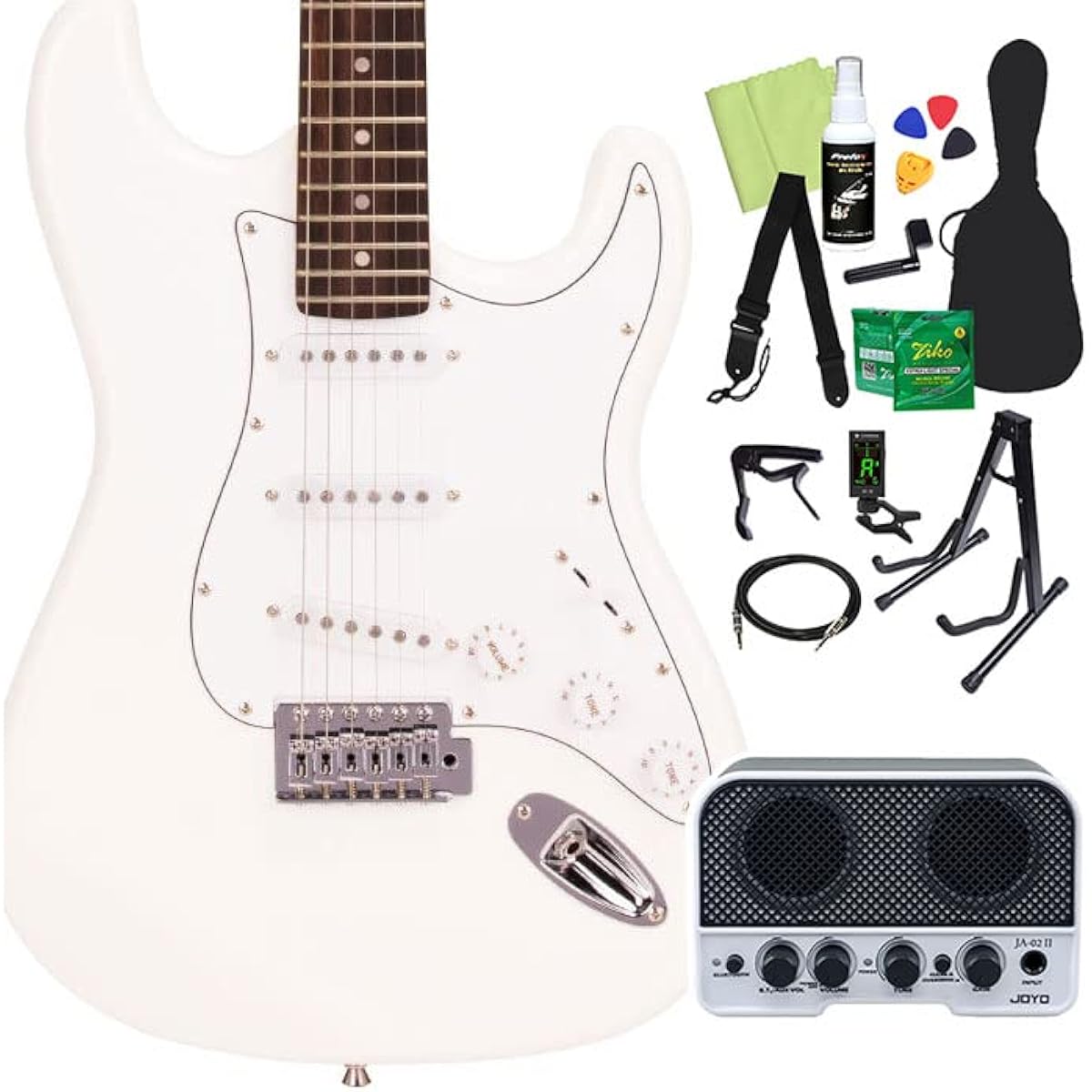 SX ED1 Electric Guitar Beginner 14-piece Set [Includes Bluetooth Mini Amplifier] WH Stratocaster Type SX