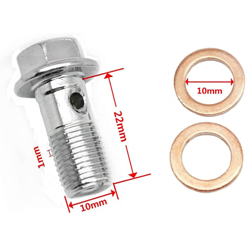 SYUU 10mm M10 x 1.00mm Banjo Bolt Motorcycle Brake Master Cylinder for Kawasaki Suzuki Honda Yamaha