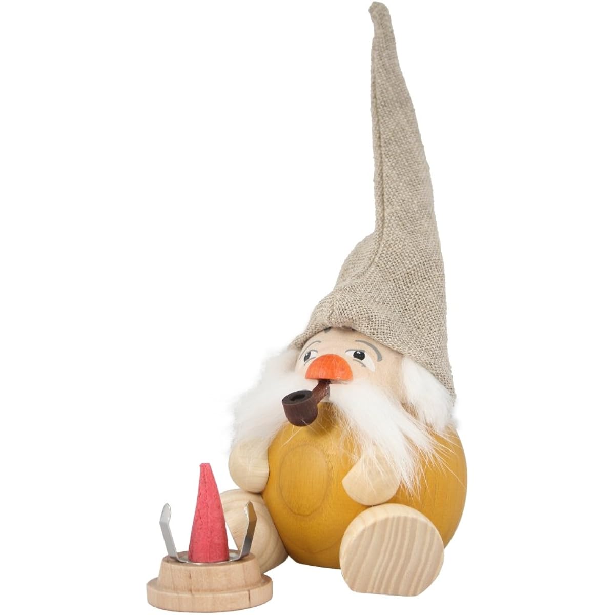 Smoke-emitting doll - forest gnome - light yellow - height 19 cm - Seiffen Erzgebirge folk art - original - SV 19032