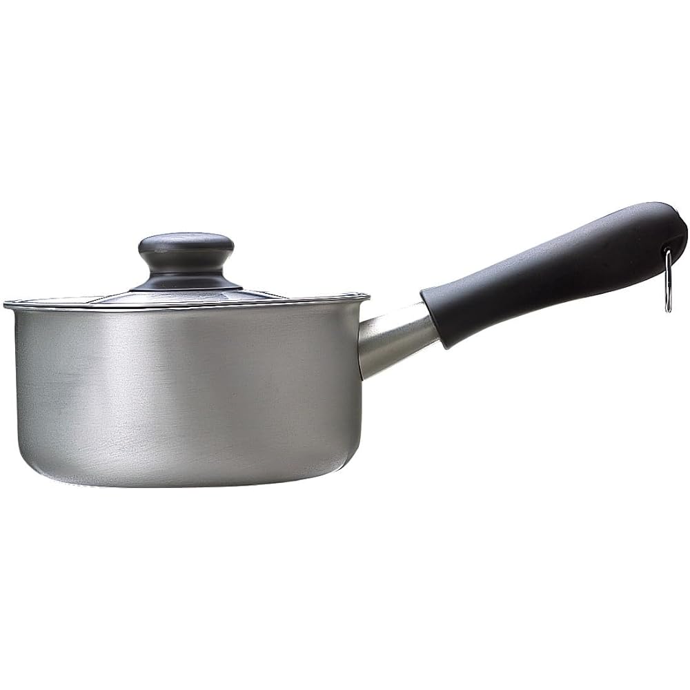 Sori Yanagi Stainless steel one-handed pot with easy-to-pour design on the left and right, making it suitable for any dominant hand. Stainless steel with lid.