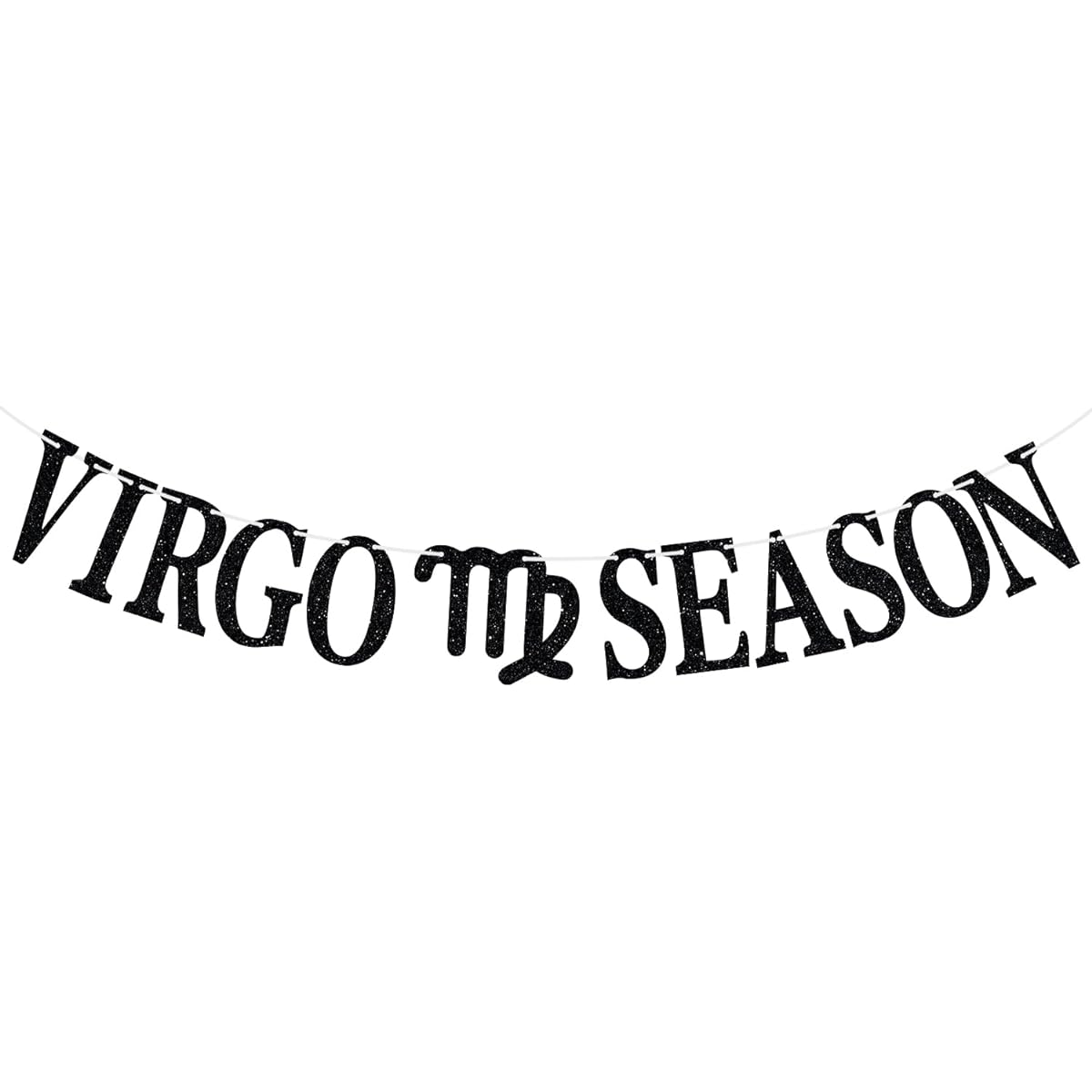 Virgo Season Banner, Happy Birthday Virgo Stars and Stripes, August/September, Big Virgo Energy, 12 Zodiac Theme Birthday Party Decorations Supplies, Black Glitter