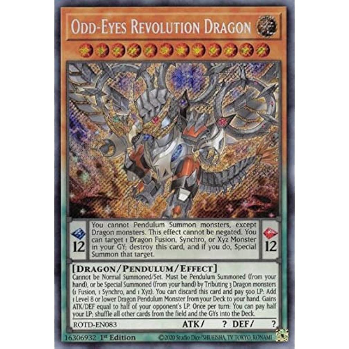 Odd-Eyes Revolution Dragon - ROTD-EN083 - Secret Rare - 1st Edition - Duelist Rise.