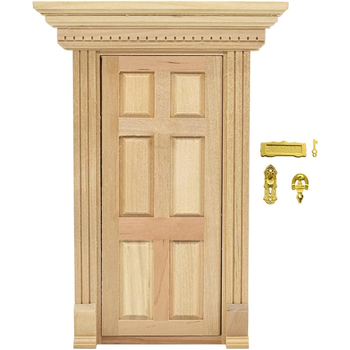 iLAND Dollhouse Door 1:12 Scale Miniature Door with Handle & Knocker (Neoclassical Mini Door)