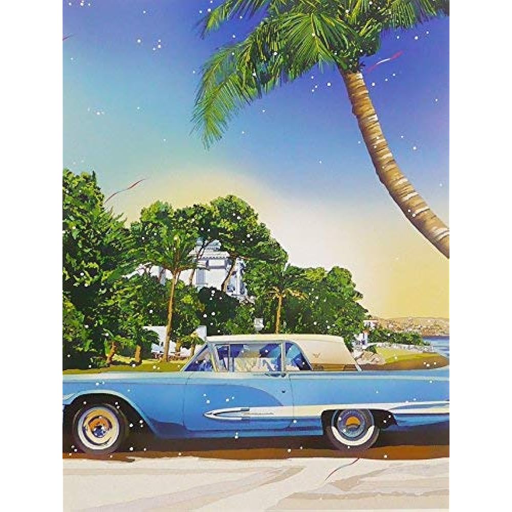 Hideto Suzuki ◆ [Nice American car] ◆ Art print ◆ Framed 53x43cm ◆