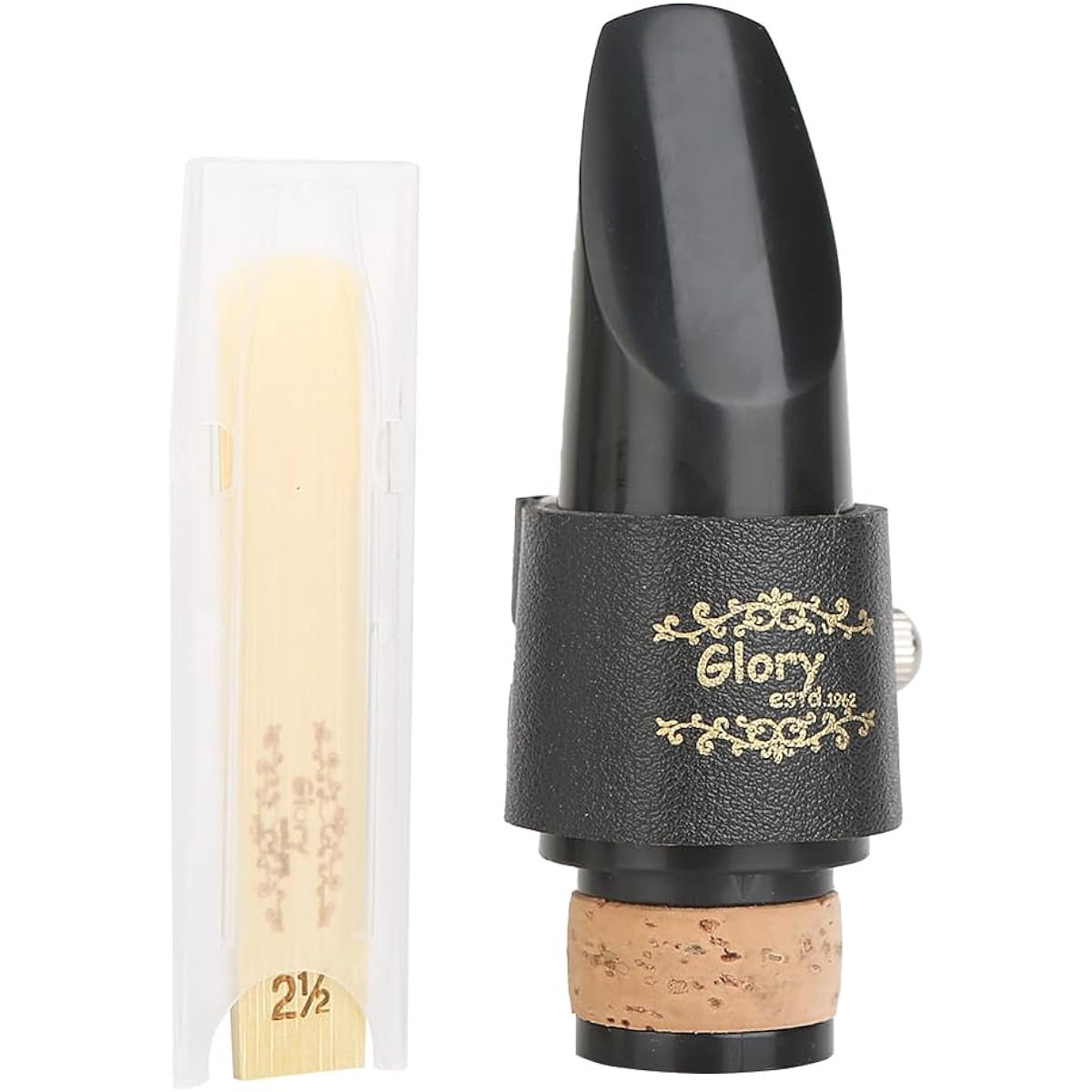 Glory Clarinet Mouthpiece Set Clarinet Mouthpiece Kit Includes Clarinet Mouthpiece, Ligature Fastener, Compact, Durable Synthetic Leather, 1 Clarinet Reed, Plastic Cap