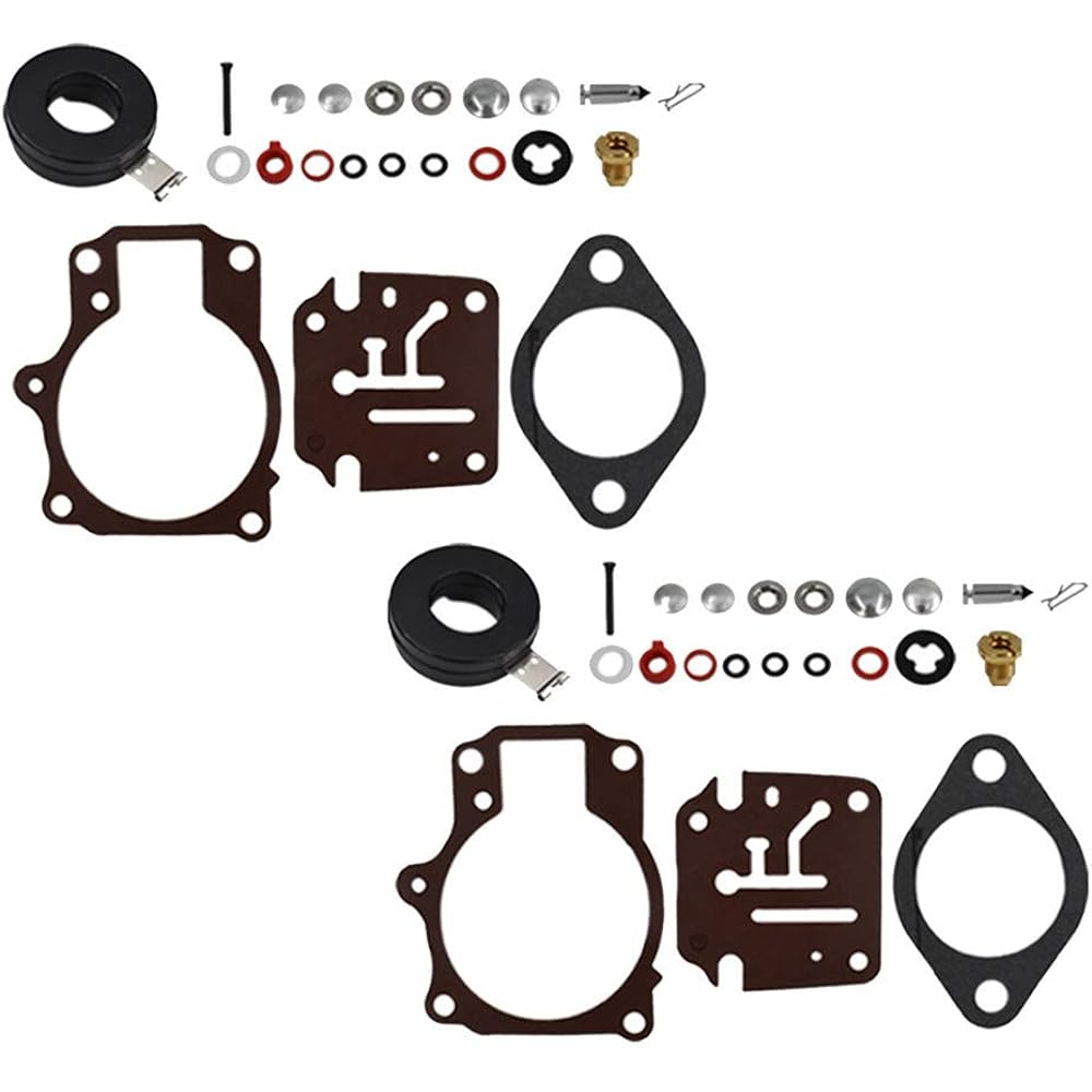 2 x Carburetor Carburetor Carburetor Rebuild Kit with Float Fit for Johnson Evinrude 50 55 60 HP