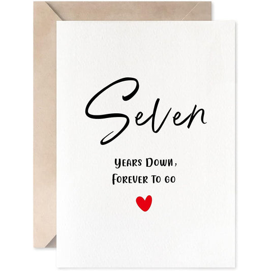 7th Anniversary Cards Seven Years Down Forever To Go Romantic Valentine's Day Wedding Cards for Couples