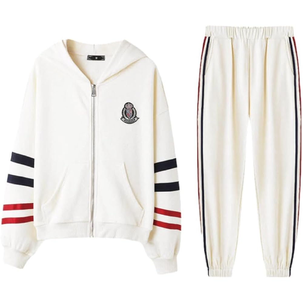 [i think] Thin Sweatshirt Setup Jersey Top and Bottom Set Striped 2 Lines Women's Loungewear Sportswear S~2XL