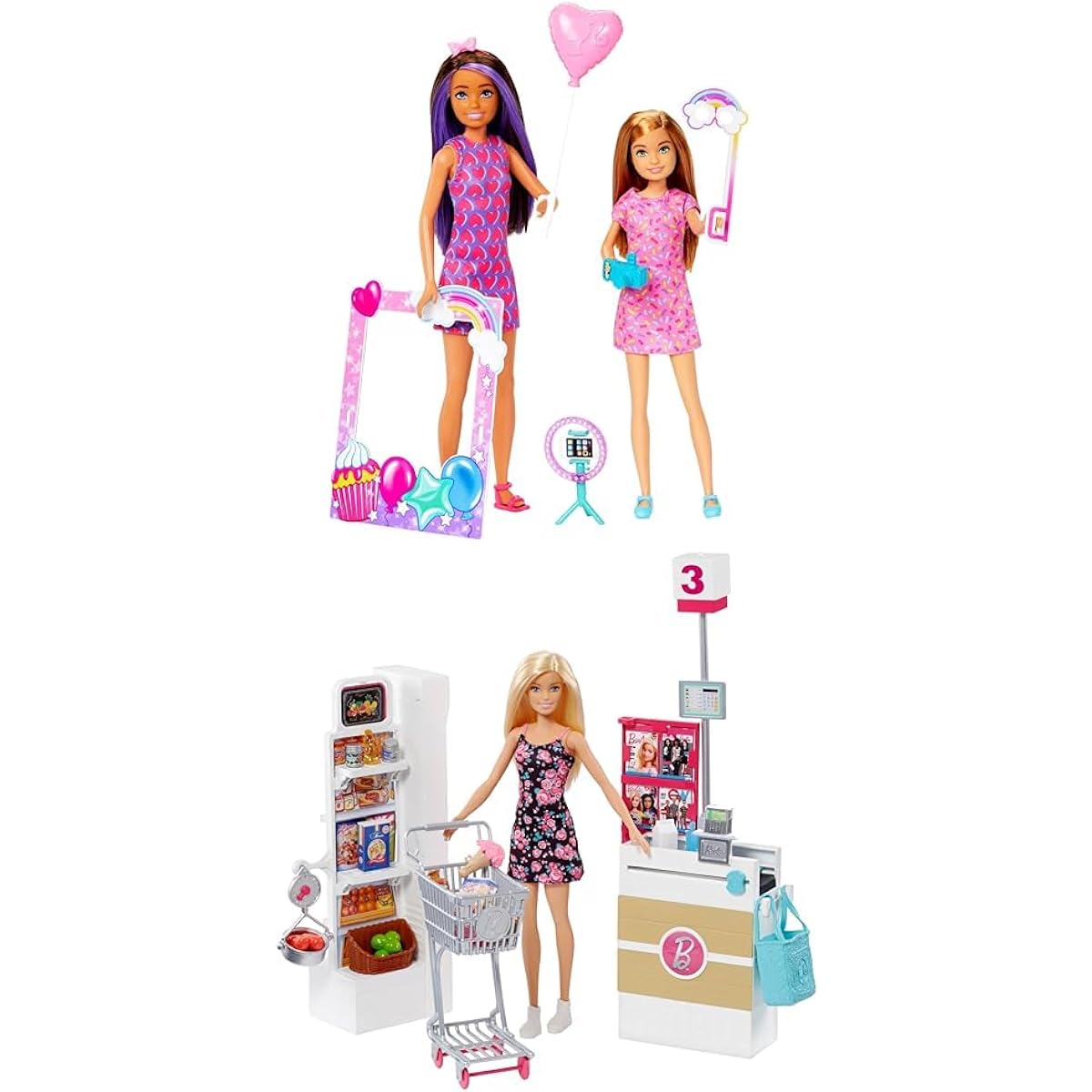 Barbie Barbie's Little Sister Skipper and Stacey Fun Sweet Food and Supermarket Food Set HKB12 & FP01