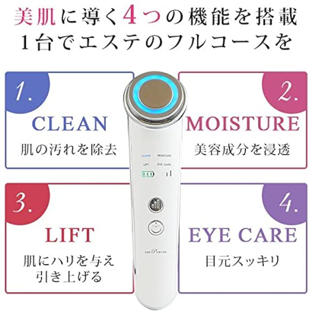 Ion Pull Recreate (White) Facial Beauty Device Iontophoresis EMS LED Microcurrent Facial Beauty Device Gel Included